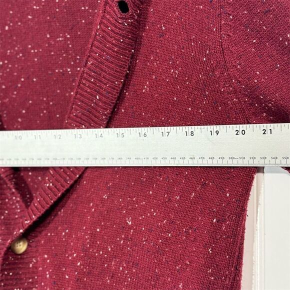 Crown & Ivy Red Speckled Knit Shawl Collar Cardigan Sweater Women’s S Pockets - Picture 4 of 8